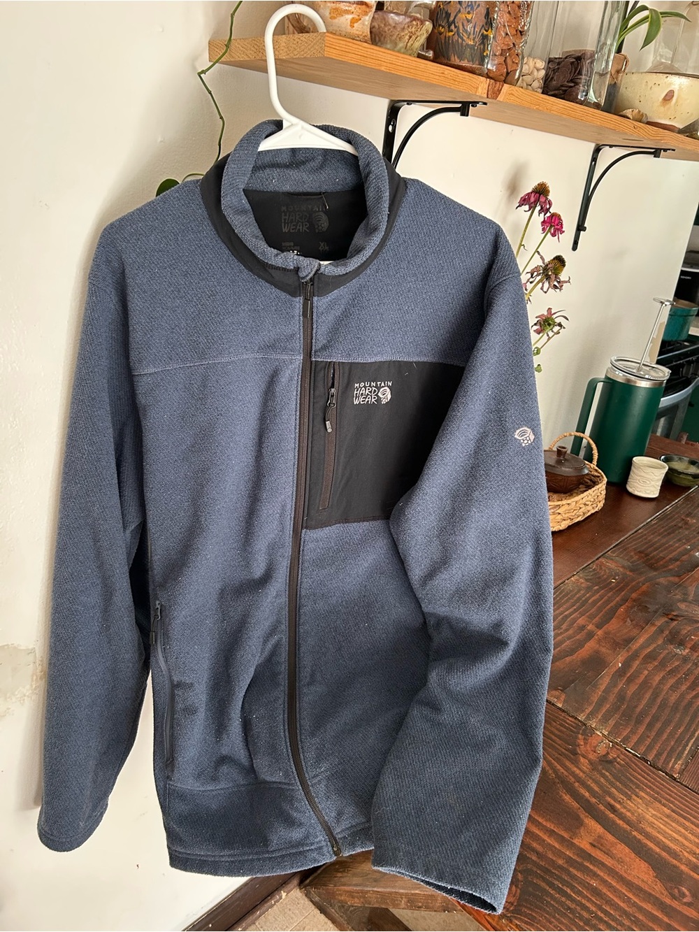 Mountain Hardwear Slate Blue Textured Fleece Hoodie